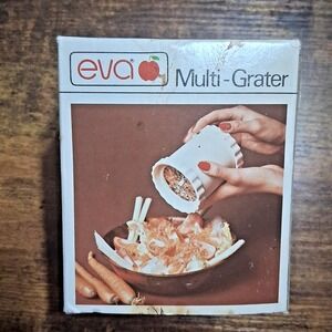 Vintage Eva Multi Grater Handmill Food Grater White 2 Stainless Steel Blades Box